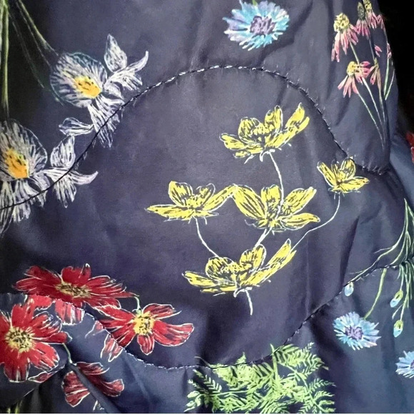 Eloquii Elements Navy Blue Floral Quilted Puffer Bomber‎ Jacket Plus Size 22/24 - Picture 3 of 13